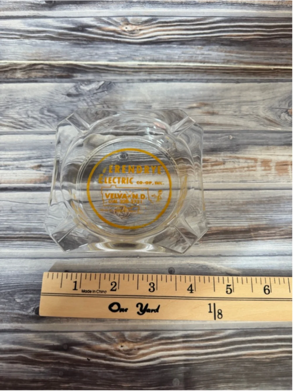 Vintage glass ashtray verendye electric North Dakota
